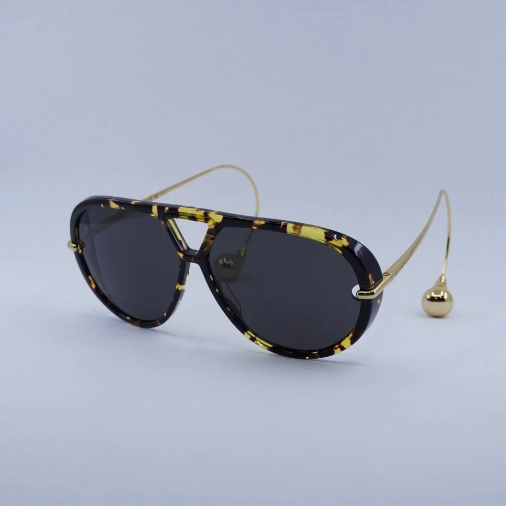 Bottega Veneta BV1273S 005 Sunglasses Havana Gold Geometric Frame, Grey Lenses - Picture 2 of 12